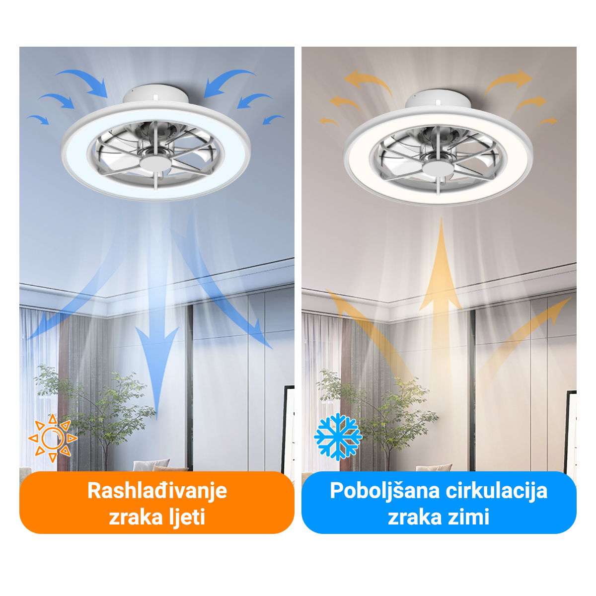 Stropni ventilator sa svjetiljkom Green Tech, 18&quot;, 40W, 3CCT, bijeli