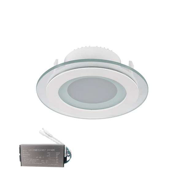 LED STAKLENI PANEL OKRUGLI 6W 2700K SA PANIK MODULOM