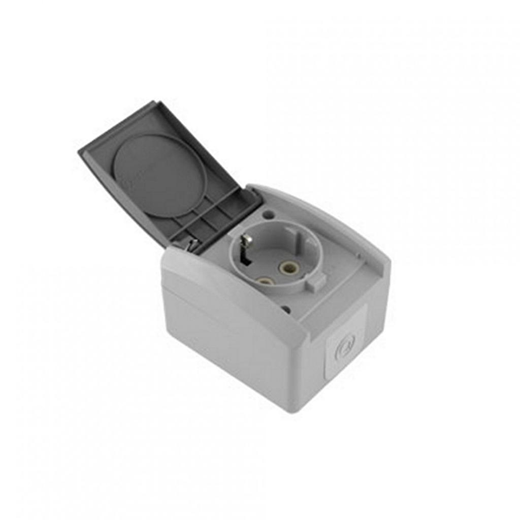 PRIKLJUČNICA 2-POLNA - NADŽBUKNA - 12.23.051 - SIVA - IP44 - METALKA MAJUR