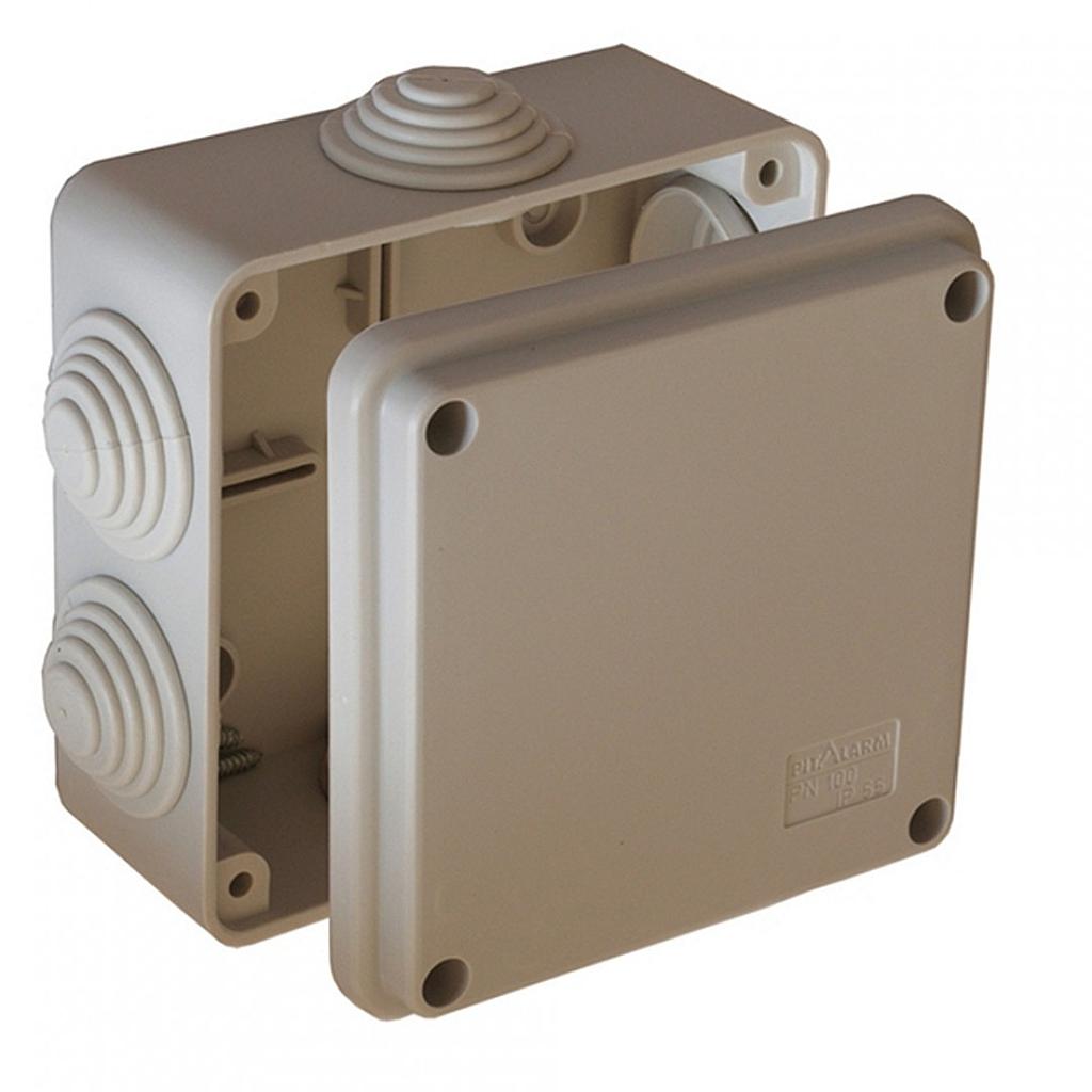KUTIJA NADŽBUKNA - SA 6 UVODNICA - 100X100X50MM - SIVA IP55 - P.I.T. ALARM