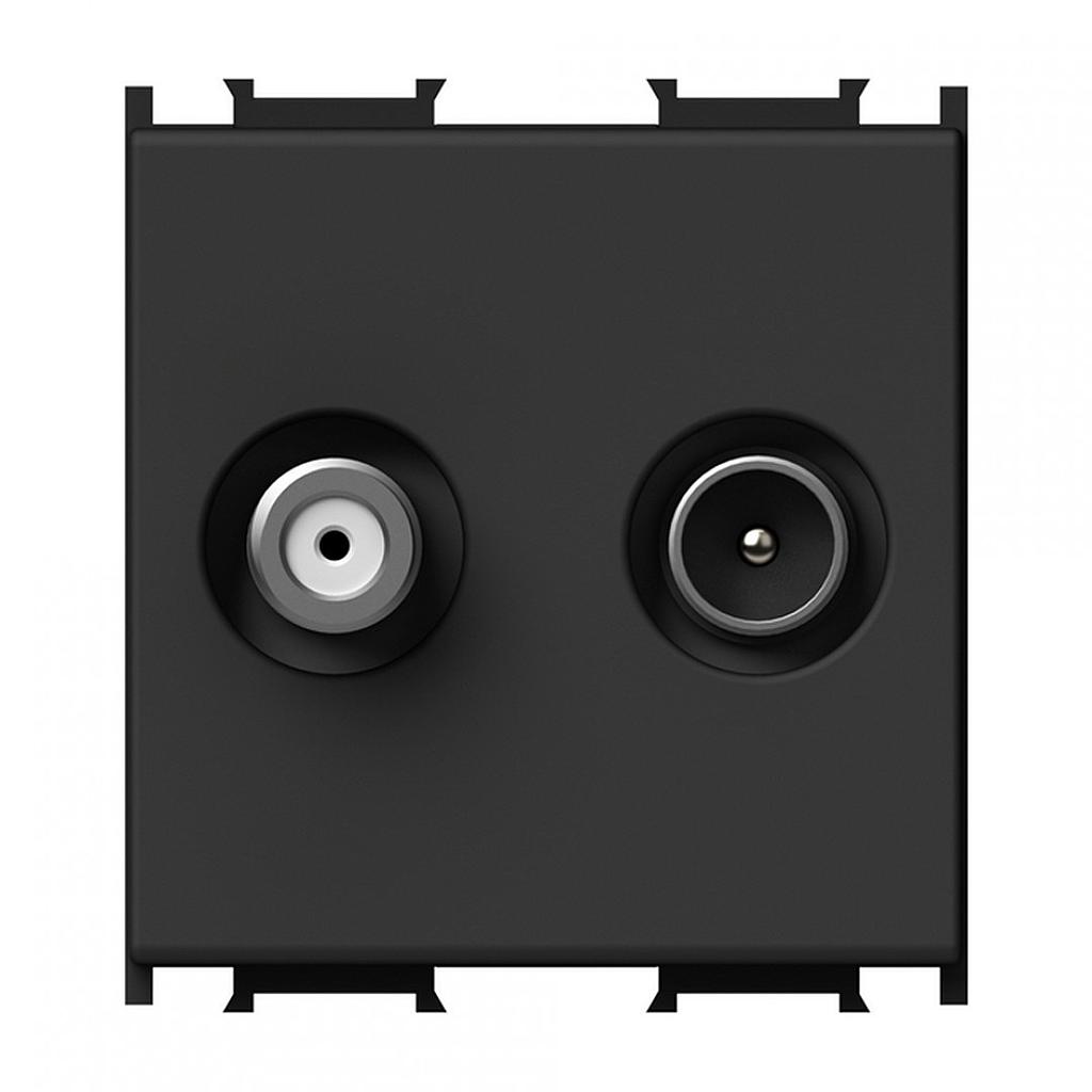 TEM ČATEŽ PRIKLJUČNICA TV/SAT - ZAVRŠNA - CRNA - 1DB - 2 MODULA