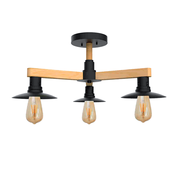 PHIL PLAFONJERA 3XE27 CRNA/DRVO