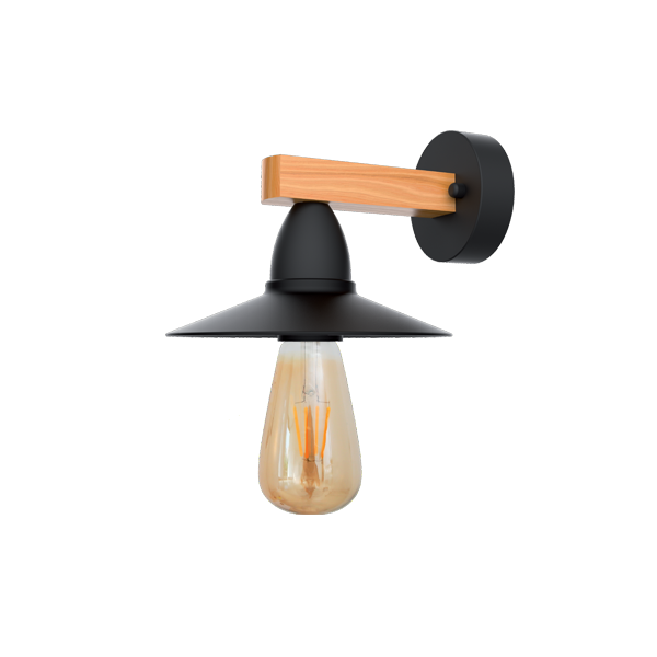 PHIL ZIDNA SVJETILJKA 1xE27 CRNA/DRVO